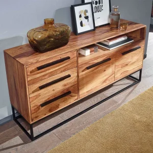 Sheesham Sideboard Mit Fach & 2 Türen & 3 Schubladen – Placer 12