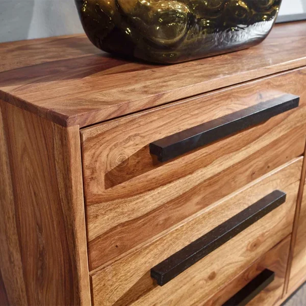 Sheesham Sideboard Mit Fach & 2 Türen & 3 Schubladen – Placer 7