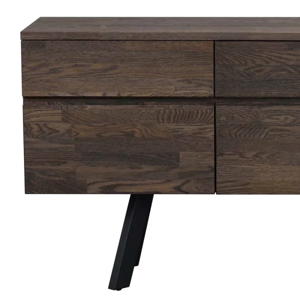 Sideboard Aus Massiver Eiche Rauchfarben Namac & Schwarzem Stahl 5