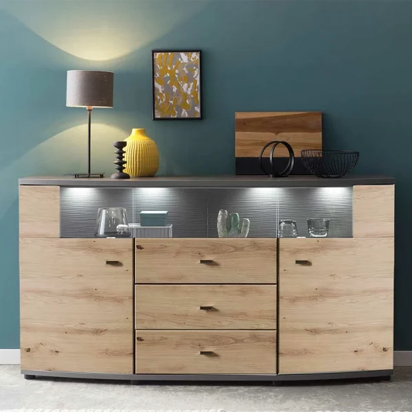 Sideboard In Wildeiche & Anthrazit Mit Glas – Lyneka 3
