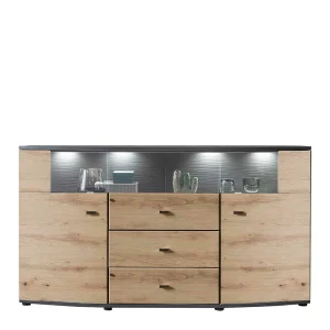 Sideboard In Wildeiche & Anthrazit Mit Glas – Lyneka 16
