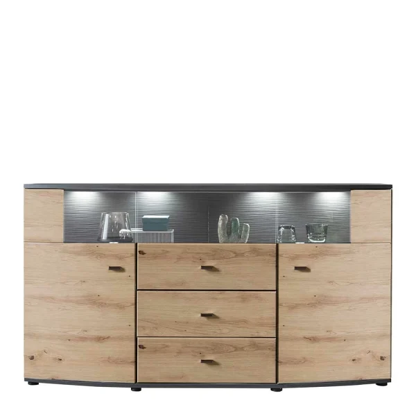 Sideboard In Wildeiche & Anthrazit Mit Glas – Lyneka 6