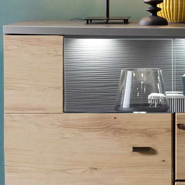 Sideboard In Wildeiche & Anthrazit Mit Glas – Lyneka 7