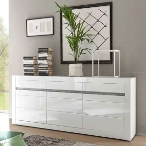 Sideboard Mit 3 Gedämpften Türen Mextra In Weiß Hochglanz 10