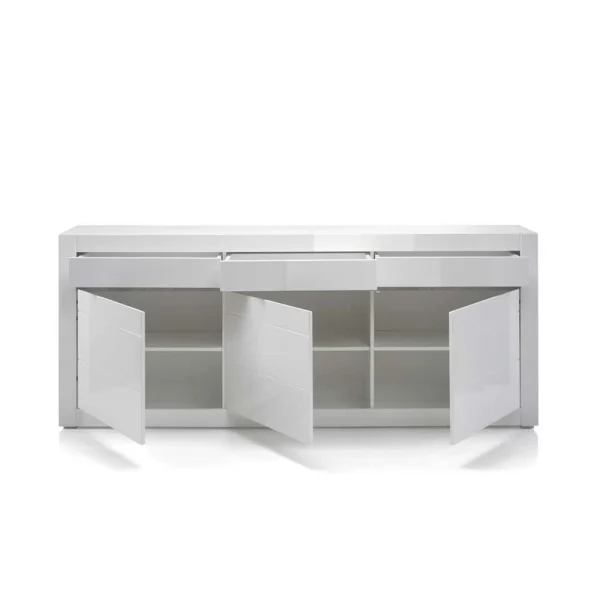 Sideboard Mit 3 Gedämpften Türen Mextra In Weiß Hochglanz 6