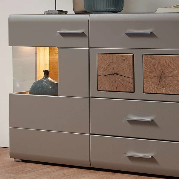 Sideboard Mit Glaseinsätzen & LED Licht – Fraguca 4