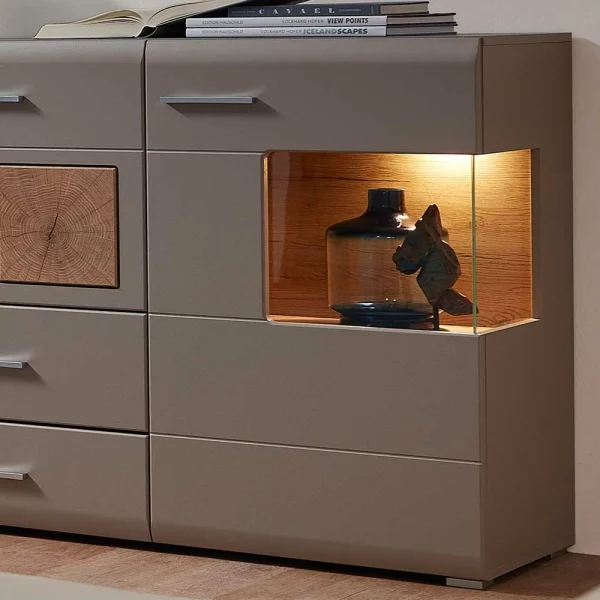 Sideboard Mit Glaseinsätzen & LED Licht – Fraguca 5