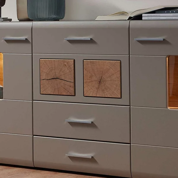 Sideboard Mit Glaseinsätzen & LED Licht – Fraguca 6