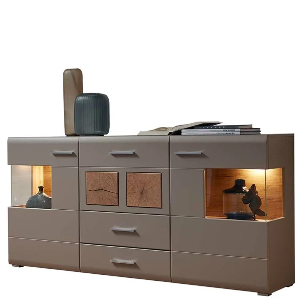 Sideboard Mit Glaseinsätzen & LED Licht – Fraguca 1