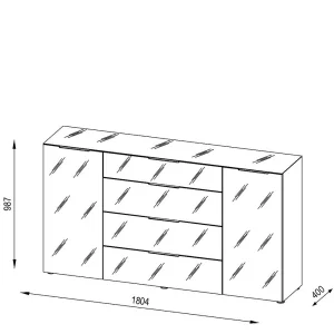 Sideboard Mit Vier Schubladen & Zwei Türen – Hemstri 18