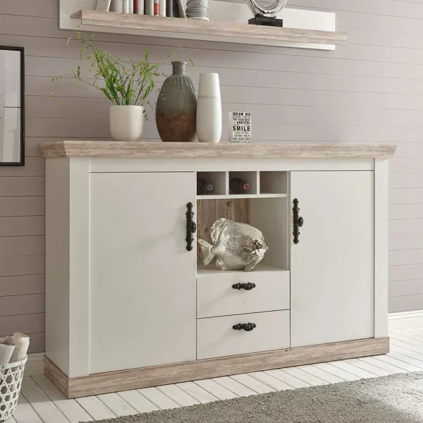 Stauraum Sideboard Im Scandi Landhaus Stil Nedita In Weiß 3