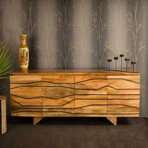 Türen-Sideboard Mit Toller Rillendesign Front Kentura Aus Mango Massivholz 8