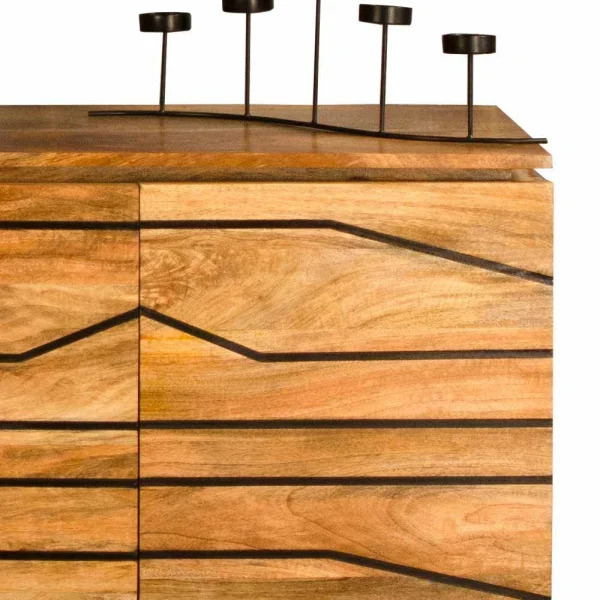 Türen-Sideboard Mit Toller Rillendesign Front Kentura Aus Mango Massivholz 5