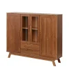 Vitrine Highboard Aus Kiefer In Walnussfarben – Omezko 20