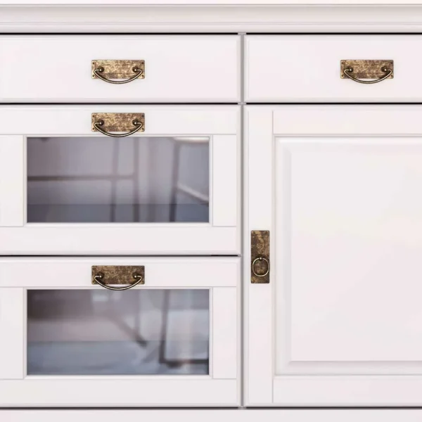 Weiße Landhaus Kommode Aus Holz Mit Glas – Akbelev 7