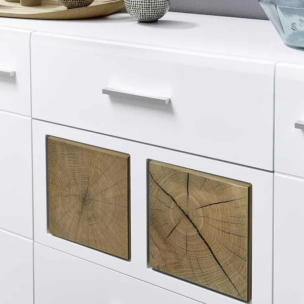 Weißes Design-Sideboard Mit Glas & LED – Lisepio 4