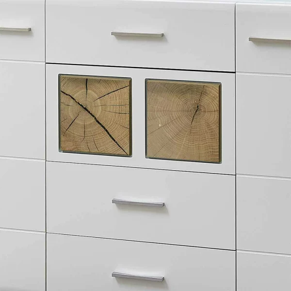 Weißes Design-Sideboard Mit Glas & LED – Lisepio 6
