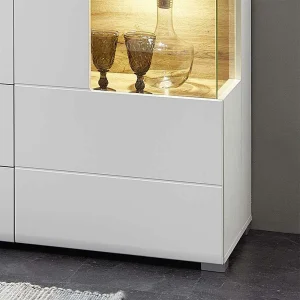Weißes Design-Sideboard Mit Glas & LED – Lisepio 18