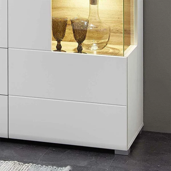 Weißes Design-Sideboard Mit Glas & LED – Lisepio 7