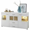 Weißes Design-Sideboard Mit Glas & LED – Lisepio 22