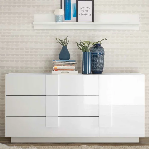 Weißes Hochglanz Sideboard Mit Tür – Kerym 3