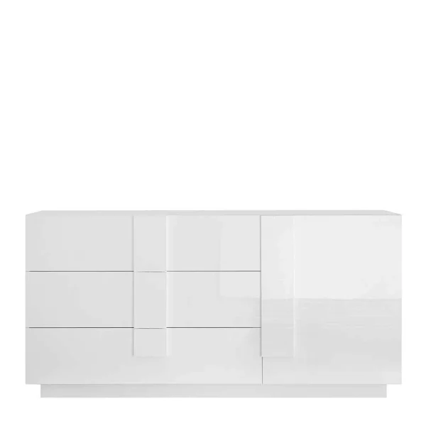 Weißes Hochglanz Sideboard Mit Tür – Kerym 1