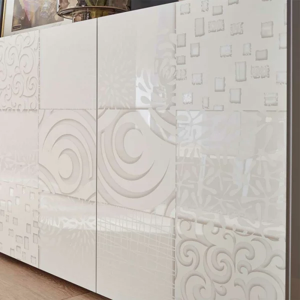 Weißes Hochglanz Türen-Sideboard Bedruckt – Vascaub 5
