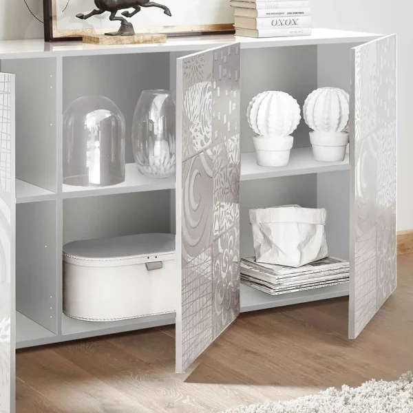 Weißes Hochglanz Türen-Sideboard Bedruckt – Vascaub 6