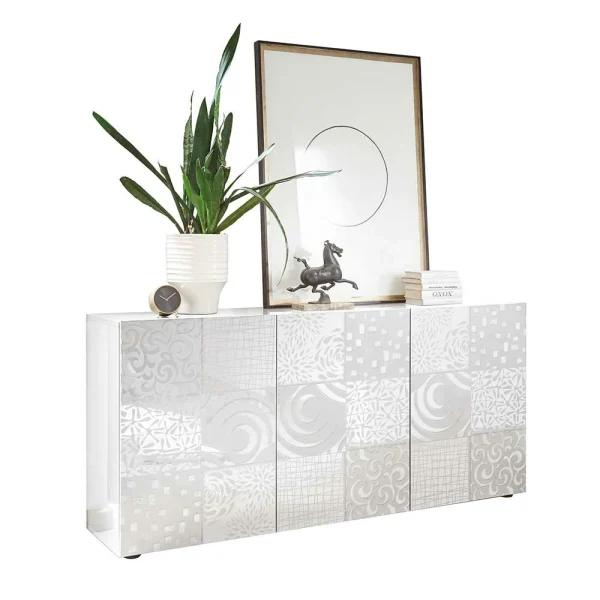 Weißes Hochglanz Türen-Sideboard Bedruckt – Vascaub 1