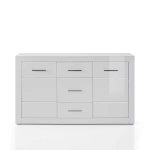 Weißes Sideboard Mit Hochglanz Front Yulis & Chrom Metallgriffen 18