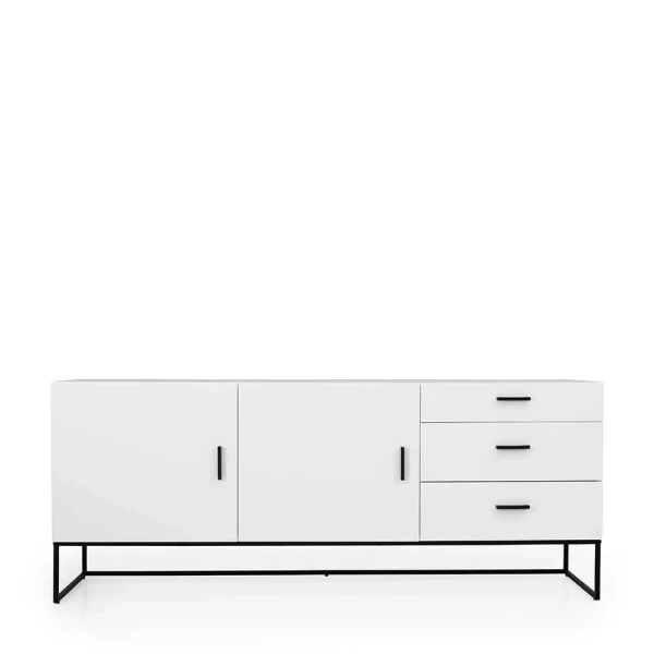Weißes Sideboard Mit Metall-Bügelgestell – Heydna 3