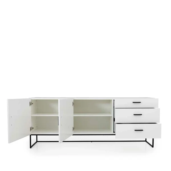 Weißes Sideboard Mit Metall-Bügelgestell – Heydna 5