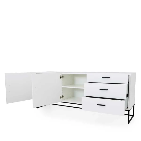 Weißes Sideboard Mit Metall-Bügelgestell – Heydna 6