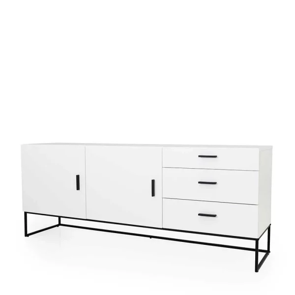 Weißes Sideboard Mit Metall-Bügelgestell – Heydna 1