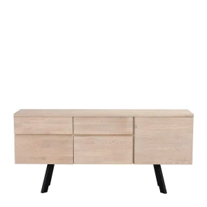 White Wash Sideboard Aus Eiche Massiv Pulva Mit Stahl Schwarz 10