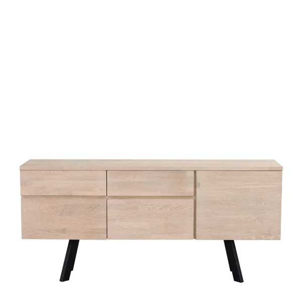 White Wash Sideboard Aus Eiche Massiv Pulva Mit Stahl Schwarz 3