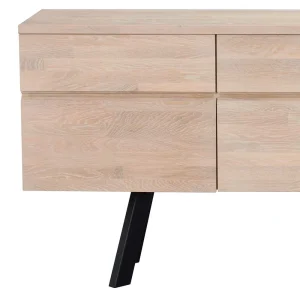 White Wash Sideboard Aus Eiche Massiv Pulva Mit Stahl Schwarz 12