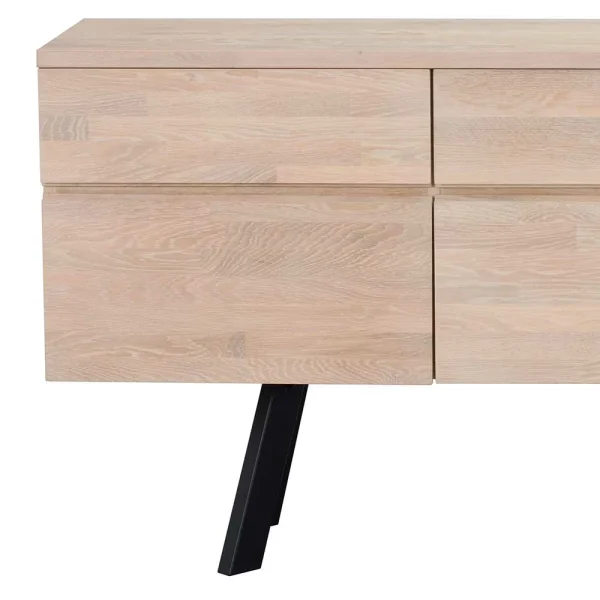 White Wash Sideboard Aus Eiche Massiv Pulva Mit Stahl Schwarz 4