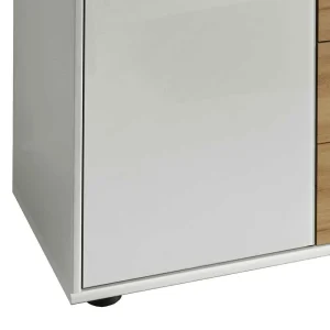 Wohnraum Kommode In Weiß Glas-Front – Ivany 11