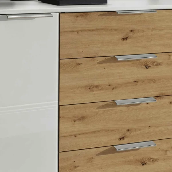 Wohnraum Kommode In Weiß Glas-Front – Ivany 5