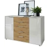 Wohnraum Kommode In Weiß Glas-Front – Ivany 20
