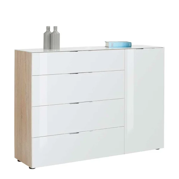 Zweifarbige Kombi-Kommode In Weiß Glas – Ildanov 3