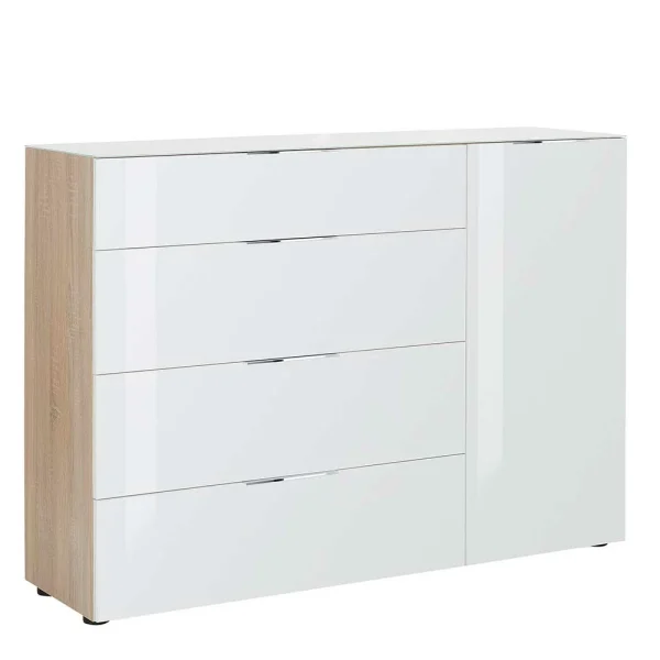 Zweifarbige Kombi-Kommode In Weiß Glas – Ildanov 1